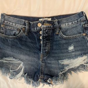 Free people Jean shorts with slight distressing.